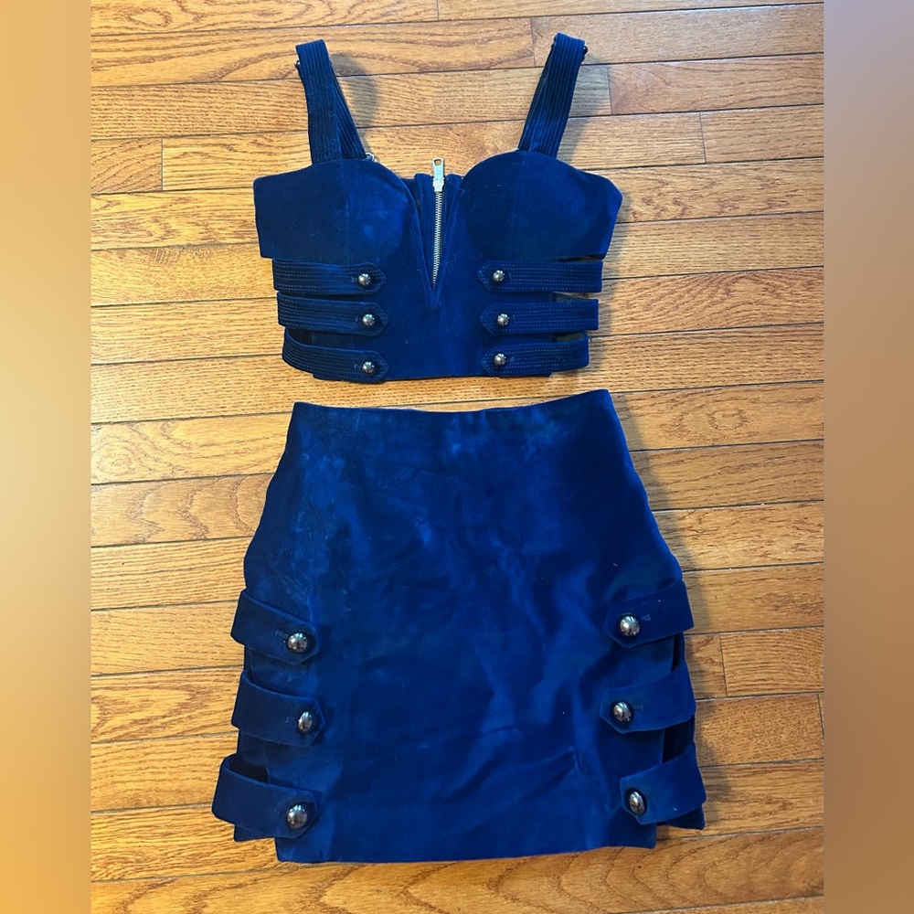 Sexy skirt+top velour set